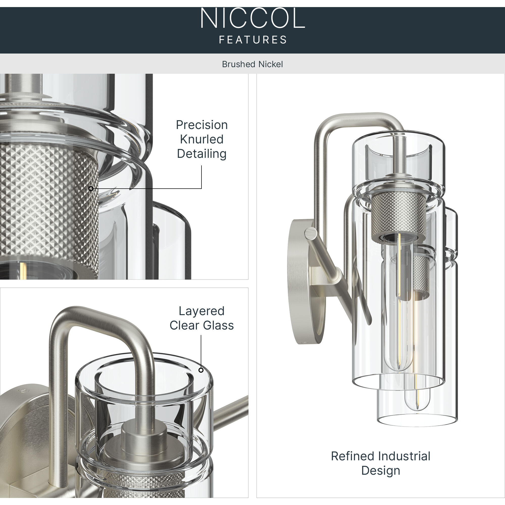 Niccol 2 Light 14 inch Brushed Nickel Vanity Light Wall Light